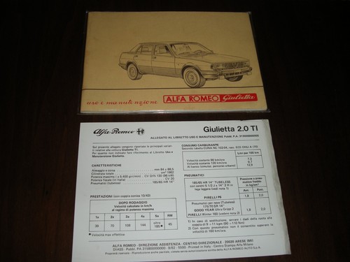 Alfa romeo libretto uso e - alfa,