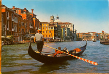 Cartolina d'epoca coppia gondolieri VENEZIA ITALIA gondola Canal Grande ARDO cromata