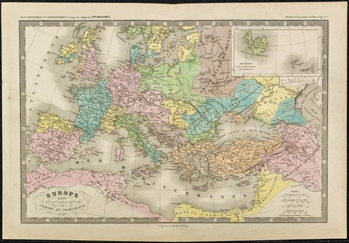 1850ca carta antica europa - -,
