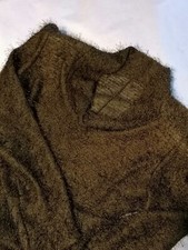 abito donna midi, manica lunga, jersey marrone, scollo anello