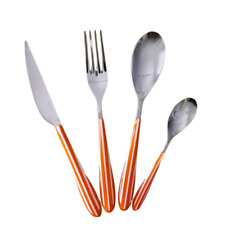 Ensemble de couverts Bugatti 24 pièces orange, acier inoxydable, motif rayures