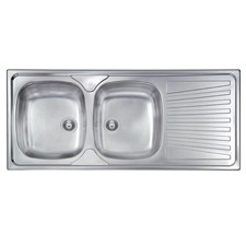 LAVELLO CUCINA DA INCASSO IN ACCIAIO INOX 2 VASCHE CON GOCCIOLATOIO MODELLO M...