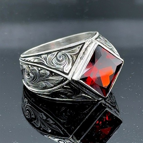 Anello uomo argento rubino - anello,