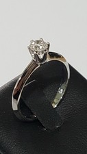 Anello Solitario Sgriffato Oro Bianco 18 Kt Diamante Naturale 0,30 Ct F VS1