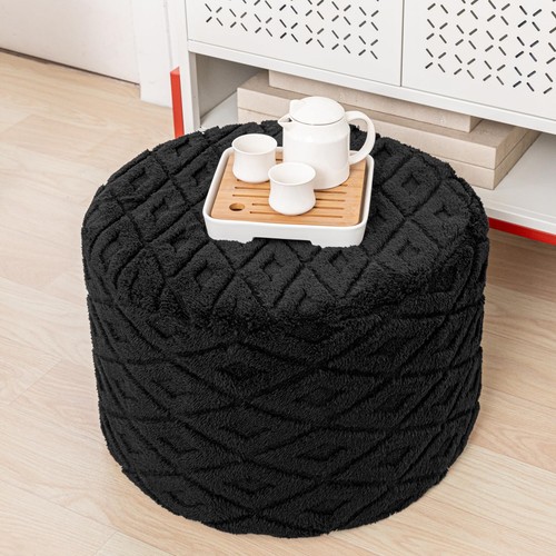 Fluffy round ottoman pouf with - ottoman,