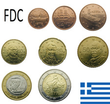 GRECIA GREECE 1 CENT - 2 EURO FDC 2004 2005 2006 2007 2008