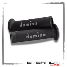 Manopole Domino A010 Racing Nero/Grigio – Open-End - Top Grip per Moto e Scooter
