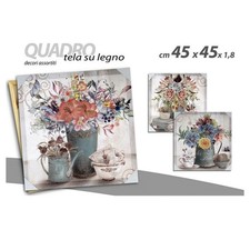 QUADRO QUADRETTO DECORATIVO 45X45X1,8CM TELA SU LEGNO DECORI ASS. PIANTE 757365