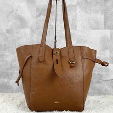 Borsa Furla in pelle tote bag rete chiusura girevole cintura marrone donna moda usata Giappone