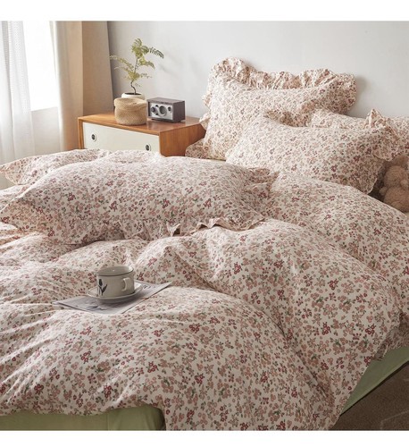Pink floral ruffle comforter - pink,