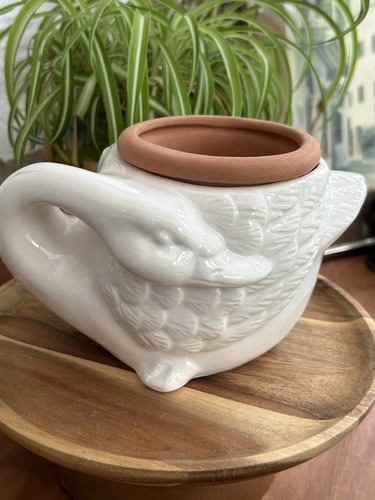 Fioriera ceramica oca cigno