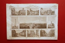 Bologna Tavola 9 Vedute Incisione in Acciaio Lloyd Trieste Hess 1845 Circa