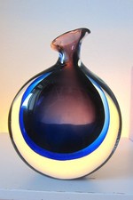 Vaso oggetto vetro XL 29 cm Sommerso Murano Salviati Luciano Gaspari italy 60°s ottimo