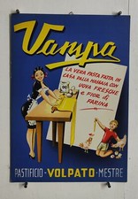 LOCANDINA CARTONATA 24x34 PUBBLICITA' VAMPA PASTIFICIO VOLPATO MESTRE-C57-12