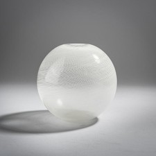 Venini, Carlo Scarpa, Vaso Sferico in Vetro di Murano, Serie Mezza Filigrana.