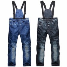 Pantaloni da neve invernali impermeabili uomo finto denim sci salopette snowboard antivento