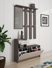 Ingresso Clint, Entratina Moderna Con Specchio, Mobile Con Scarpiera, Armadietto