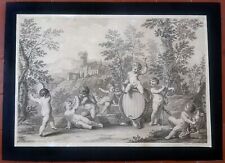 Franceschini Baccanale putti bartolozzi stampa antica 1765 vino vendemmia