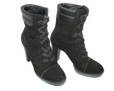 TOD'S scarpe donna stivali tacco tg 6 Europa 36,5 camoscio nero. Made in Italy S9210