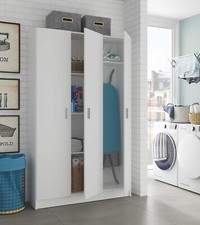 Armadio multiuso bagno cantina garage 3 ante 4 ripiani Bianco L.109 P.37 H180 cm