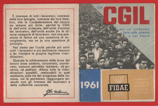 TESSERA SINDACATO ANNO 1961
