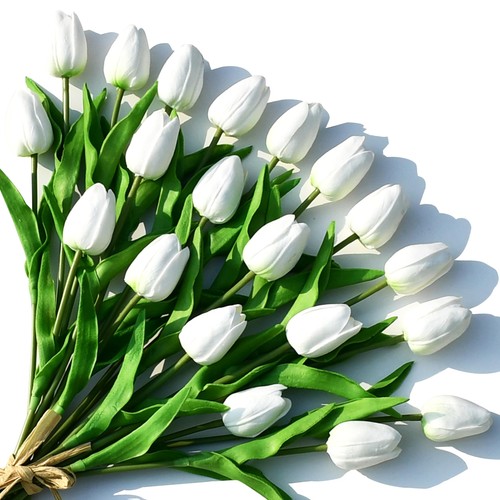 Tulipani bianchi artificiali - tulipani,