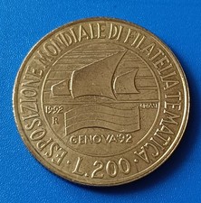 ?? ITALIA COIN MONETA PRE EURO 200 LIRE 1992 GENOVA 92 ESPOSIZIONE FILATELICA 