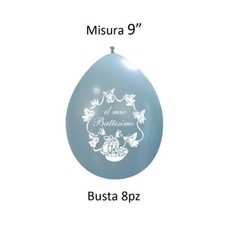 Palloncini in Lattice 9" BATTESIMO CELESTE 8 Pz