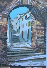 Aldo Riso Litografia Firmata arte figurativa Galatina Borgo Scale Arco casa