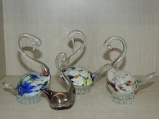 4 statuine cigno vintage in vetro artistico di Murano