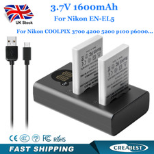 2x EN-EL5 batteria + caricatore per Nikon Coolpix P3 P4 P100 P500 P510 P520 P530 P5100