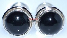 Gemelli In Onice Nero Naturale Con Placcatura In Oro Bianco 18K #20