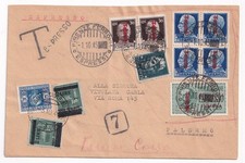 1945 - LETTERA CON VALORI FASCETTI TASSATA RARA