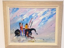 Long Ride Ahead Ölgemälde Indianer Pferd Hengst Tribal Art Häuptling Amerika USA