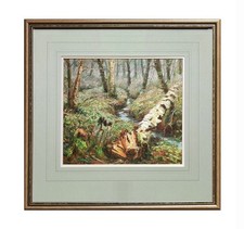 DAVID ALDUS DIPINTO OLIO ORIGINALE - Betulla Argento Caduta - Foresta Boscata