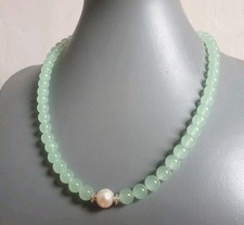 ? COLLANA DONNA PIETRE DURE GIADA VERDE ACQUA+ ORECCHINI E VERA PERLA  BAROCCA 