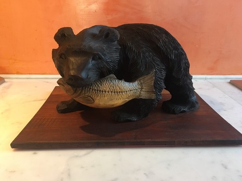 Orso scolpito legno vintage - orso, in