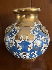 BATIGNANI - VASO IN CERAMICA ARTISTICA DECORATO BLU-ORO Altezza 29cm 