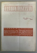 Rarissima Rivista Fascismo Europa Fascista Giovanissima 1942 - N. 10