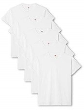 Lotto 1 e 5 CONFEZIONI T-shirt girocollo bianche Fruit of the Loom originali-top uomo