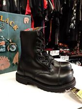 Anfibi militari punta acciaio Red Black 10 fori vera pelle nera suola carrarmato