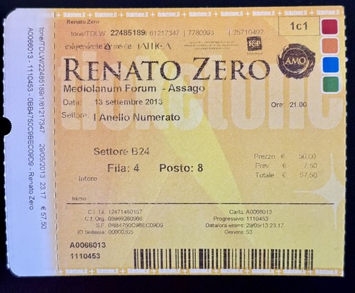 Biglietto concerto renato zero - concerto,