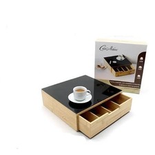 Porta Capsule Cialde Caffè Bamboo Vetro Nero Temperato Casa Milano 31,5x30x10cm
