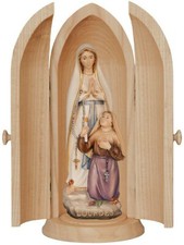 NICCHIA CM 15 CON MADONNA DI LOURDES E BERNADETTE IN LEGNO DELLA VALGARDENA