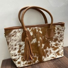Borsa donna tote bag in pelle bovina - borsa western in vera pelle con capelli da donna