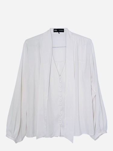 Blusa bianca zara con - blusa,
