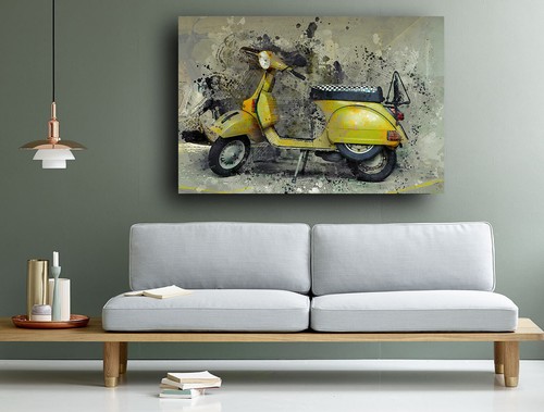 Quadro grigio giallo - , vespa