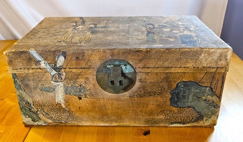 Antico baule cinese pelle - baule, in
