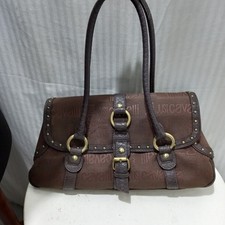 articolo e4847 borsa roberto cavalli marrone pelle e tela , misure sono base cm.