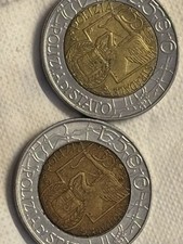 2 Monete 500 LIRE 1997 - ANNIVERSARIO POLIZIA STRADALE CON ERRORI DI CONIO